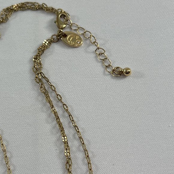 Charming Charlie Gold Tone Necklace Multichain Teardrop Delicate Crystal Pendant - Picture 6 of 8